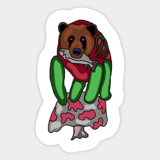 bear tomato pickle on mushroom with trout Sticker